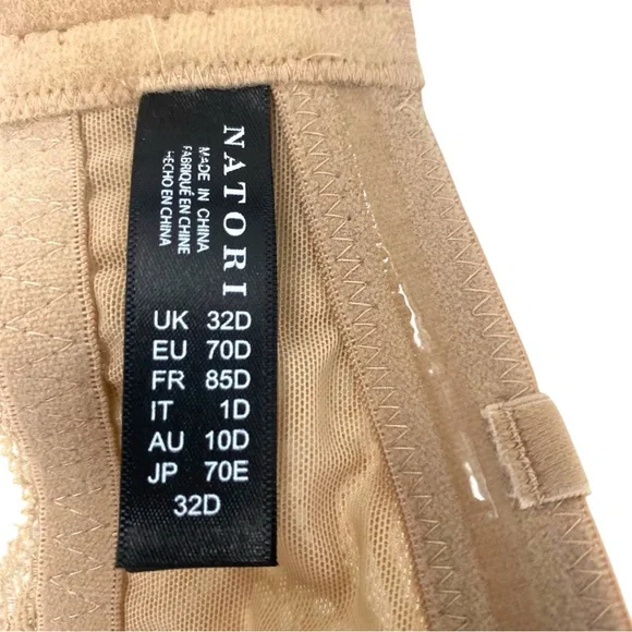 NATORI TAN FEATHERS PLUNGE STRAPLESS BRA SIZE 32D - Picture 9 of 12